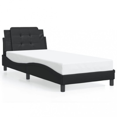 Gossi cadru de pat cu lumini led, negru, 90x190 cm, piele ecologica foto