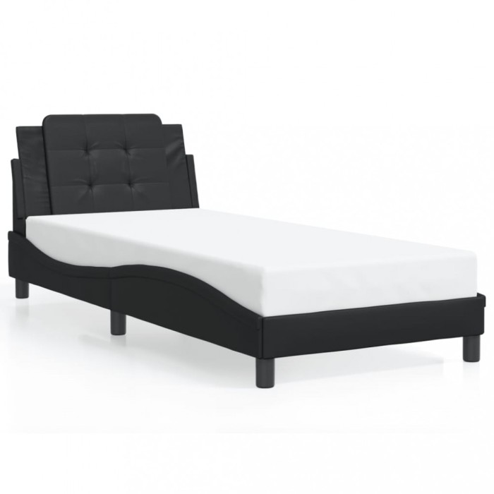 Gossi cadru de pat cu lumini led, negru, 90x190 cm, piele ecologica