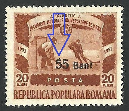 Varietate ROMANIA 1952 LP 309 JOCURILE MONDIALE DE IARNA SUPRA. MNH - SEMNAT