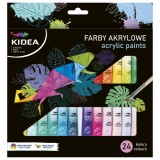 Set 24 acuarele pentru pictura, vopsele acrilice, Kidea FAA24KA