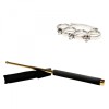 Set Baston Telescopic Autoaparare IdeallStore&reg; 65cm Auriu + Box Craniu Argintiu, Otel