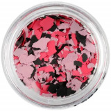 Fulgi de confetti cu formă nedefinită - roz cu aspect &icirc;nvechit, coral, negru, INGINAILS