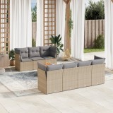 vidaXL Set canapele de grădină, 8 piese, cu perne, bej, poliratan