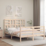 Cumpara ieftin Cadru de pat cu tăblie, dublu mic, lemn masiv