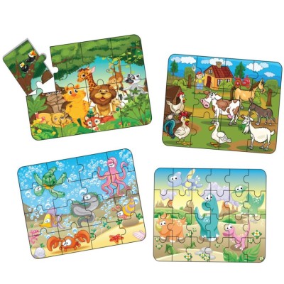 Puzzle 4 in 1, Smile Games, Animale (8, 12, 16, 24 piese) foto