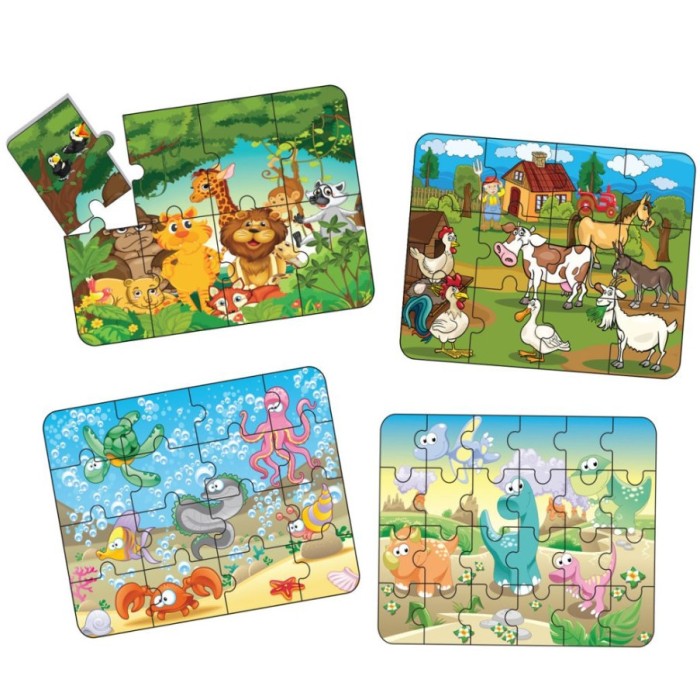 Puzzle 4 in 1, Smile Games, Animale (8, 12, 16, 24 piese)