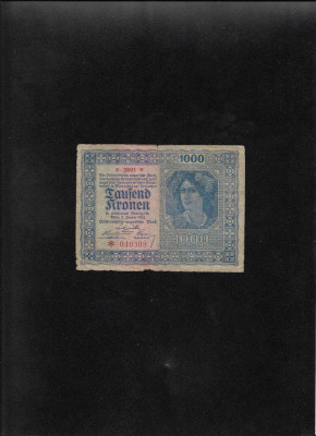 Rar! Austria Austro Ungaria 1000 kronen coroane 1922 seria040308 foto