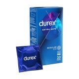 Prezervative clasice DUREX Extra Safe, lubrifiate și rezistente, 56 mm, 1 cutie x 10 buc