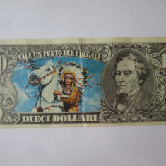 Italia 10 Dollari colectie Edis Torino 1972 bancnota fantezie