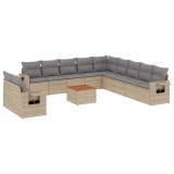 Set canapele de gradina cu perne, 12 piese, bej, poliratan