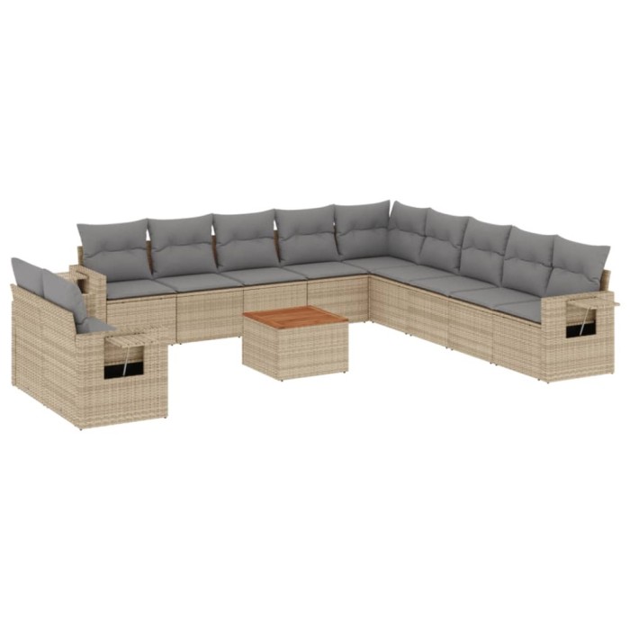 Set canapele de gradina cu perne, 12 piese, bej, poliratan