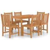 Set de mobilier de gradina cu 7 piese, 120x70 cm, lemn masiv de tec