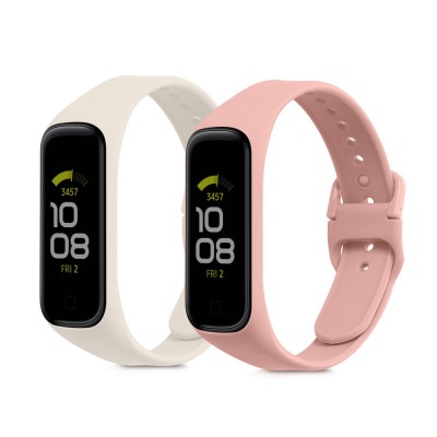 Set 2 curele kwmobile pentru Samsung Galaxy Fit 2, Silicon, Alb/Roz, 53962.14 foto
