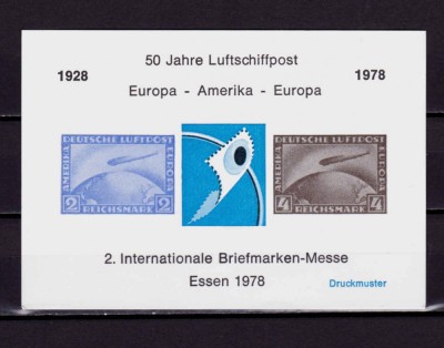 ✅(V 8) Germania &amp;#039;78,carton filatelic Expo.Fila Essen,Graf Zeppelin 1928,MNH foto