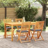 VidaXL Scaun pliant 4 pcs Gri 49 x 57.5 x 92cm Lemn masiv de acacia
