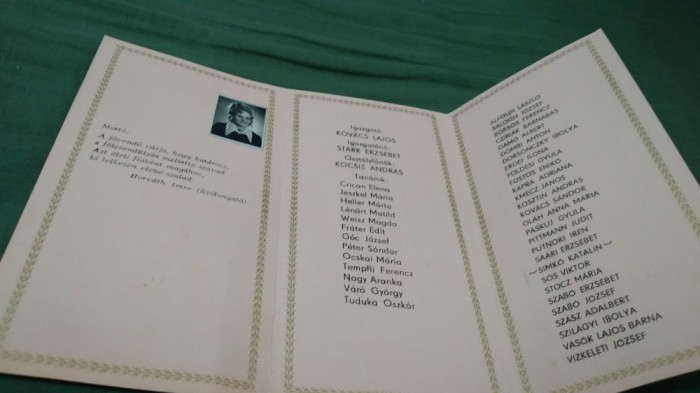 INVITATIE ABSOLVIRE LICEUL MAGHIAR 1973