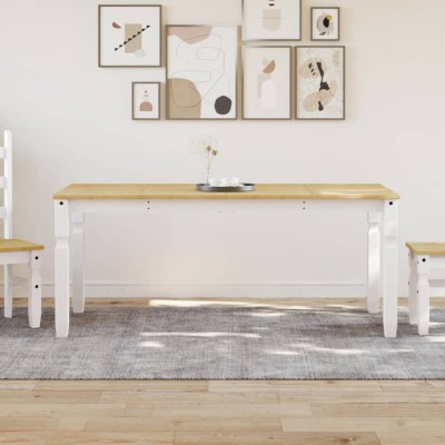 vidaXL Masă de sufragerie &amp;quot;Corona&amp;quot;, alb 180x90x75 cm lemn masiv de pin 4005722 foto