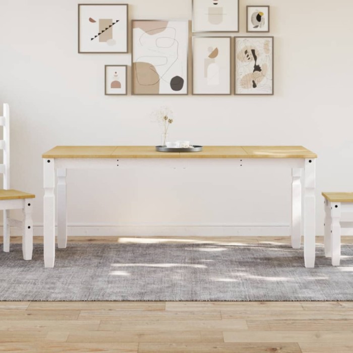 vidaXL Masă de sufragerie &quot;Corona&quot;, alb 180x90x75 cm lemn masiv de pin 4005722