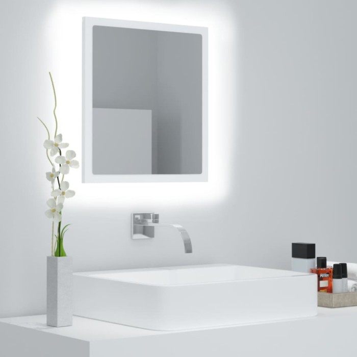vidaXL Oglindă de baie cu LED, alb, 40x8,5x37 cm, acril 804908