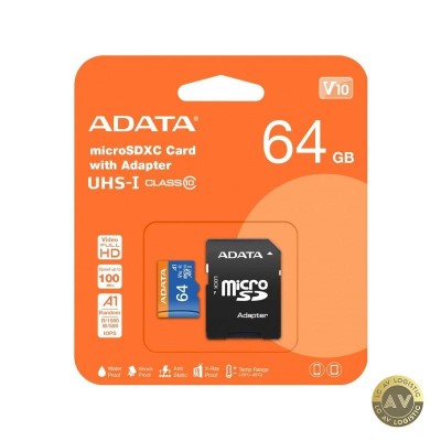 Card Memorie microSDXC Adata 64Gb Clasa 10 / UHS-1 U1 Cu Adaptor AUSDX64GUICL10A1-RA1 foto