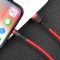 Cablu Lightning pentru iPhone 14 13 12 11 Pro Max, QC3.0 2.4A 1M, Baseus Cafule Durable Nylon - Rosu