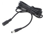 Cablu DC 5,5/2,1 cu mufă și soclu drept 2x0,5mm2 negru