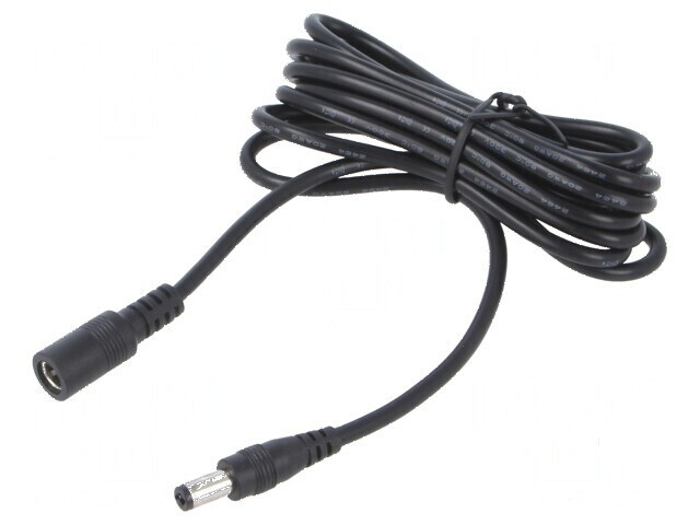 Cablu DC 5,5/2,1 cu mufă și soclu drept 2x0,5mm2 negru