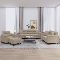 vidaXL Set de canapele cu perne, 4 piese, gri taupe, microfibra foto