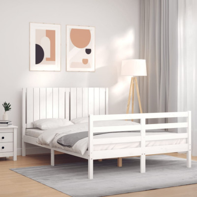 Cadru de pat cu tablie, alb, 140x200 cm, lemn masiv GartenMobel Dekor foto