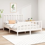 Cumpara ieftin Cadru de pat fără saltea, alb, 140x200 cm, lemn masiv pin