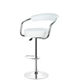 Scaun salon, coafor, reglabil pe inaltime, 51lx85-105h cm cu spatar curbat, alb