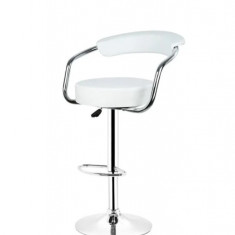 Scaun salon, coafor, reglabil pe inaltime, 51lx85-105h cm cu spatar curbat, alb