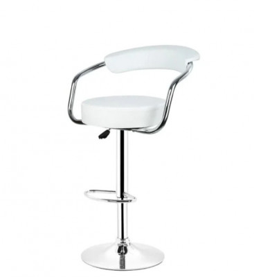 Scaun salon, coafor, reglabil pe inaltime, 51lx85-105h cm cu spatar curbat, alb foto