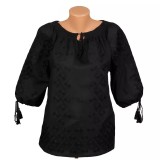 Cumpara ieftin Bluza Tip Ie Traditionala Neagra cu Motiv Floral - BMG31