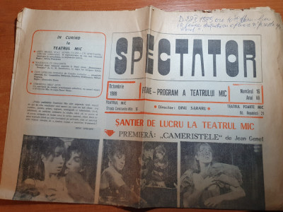 ziarul spector octombrie 1988 - foaie program al teatrului mic foto