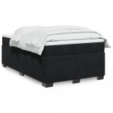 VidaXL Pat box spring cu saltea, negru, 120x200 cm, catifea