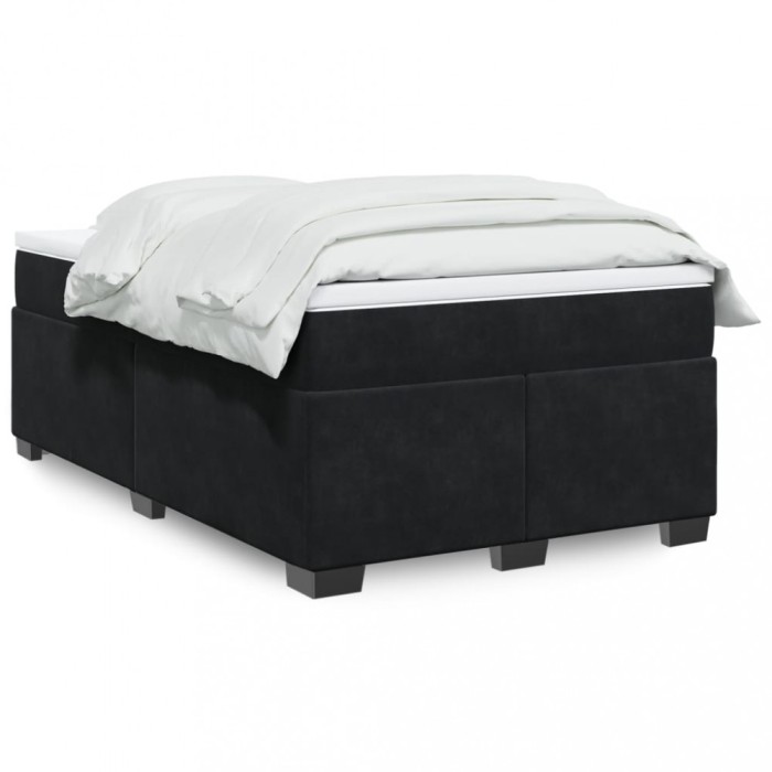 vidaXL Pat box spring cu saltea, negru, 120x200 cm, catifea 3285277