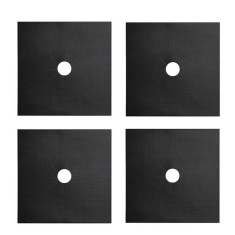 Set 4 folii protectie aragaz, PARAFASA, Fibra de sticla/PTFE, Termorezistent, 27x27 cm, Negru