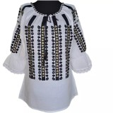 Cumpara ieftin Bluza Tip Ie Traditionala Alba cu Motiv Floral Auriu de Dama - IMS36