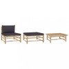 Gossi set mobilier de gradina, perne gri inchis, 3 piese, bambus