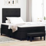 VidaXL Pat cu arcuri cu saltea Negru 120 x 200 cm țesătură 3344060