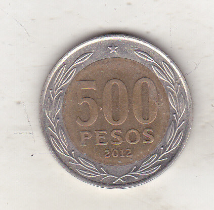 bnk mnd Chile 500 pesos 2012 bimetal
