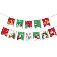 Decoratiune de craciun, flippy, tip banner, 12 piese, pentru usa sau perete, multicolor, sfoara inclusa, model a