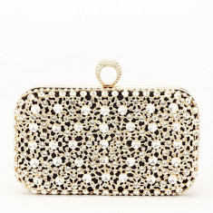 Geanta clutch negru cu cristale Meli foto