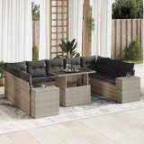 vidaXL Set canapele de grădină cu perne 10 piese gri deschis poliratan 3326863