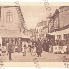 3896 - BUCURESTI, street stores, Romania - old postcard, CENSOR - used - 1917