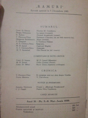 Ramuri - Revista literara anul 31, nr. 5 - 6, Mai - Iunie 1939 (1939) foto