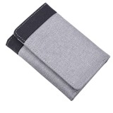 Portofel compact trifold din panza, design cu contrast, Gri