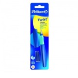 Stilou Twist deep blue, penita M, grip ergonomic, 2 rezerve albastre, blister