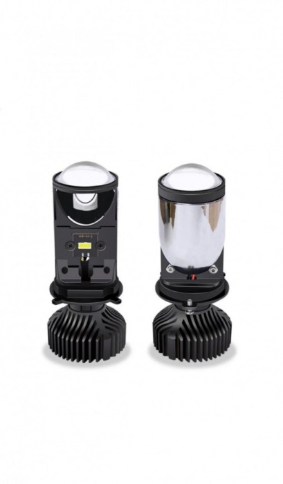 Set de 2 becuri led H4 cu lupa si canbus, 12v, alb 6000k